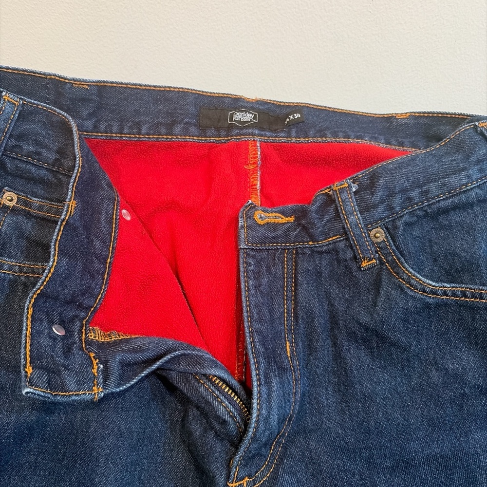 Men's Blue Jeans with Red Lining